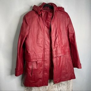 Monroe and Main Red Leather Jacket Coat Womens Removal Liner Size Medium